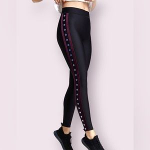 ULTRACOR x Bandier Side Stars Black Leggings Yoga Tights SMALL
